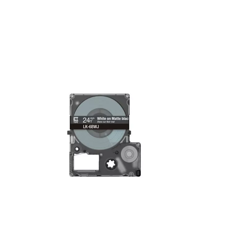 Fita de etiquetas Epson LK-6BWJ preto branco transferência térmica 2,4 cm