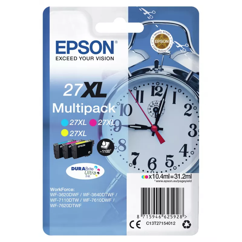 Epson Wecker multipack 3 cores 27XL tinta DURABrite Ultra
