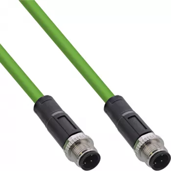 Cabo de rede industrial InLine, M12 4 pinos codificação D macho/macho, PUR 15 m