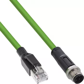 Cabo de rede industrial InLine, M12 4 pinos codificação D macho para RJ45, PUR 5 m