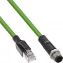 Cabo de rede industrial InLine, M12 4 pinos D-codificado ficha para RJ45, PUR 10m
