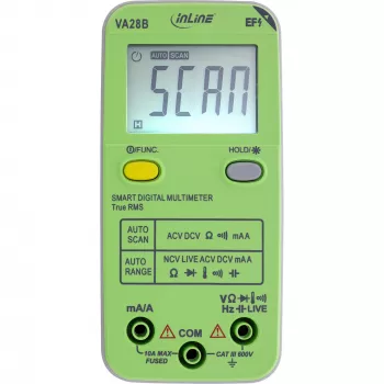 Multímetro InLine 43117B formato de bolso com Auto-Range, Autoscan, LCD 44×30 mm, pilha AAA