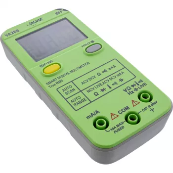 Multímetro InLine 43117B formato de bolso com Auto-Range, Autoscan, LCD 44×30 mm, pilha AAA