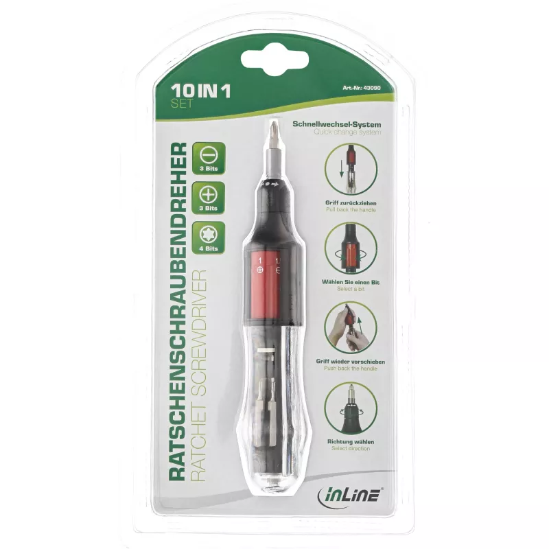 Chave de fendas com roquete InLine 10in1 mini InLine 43090