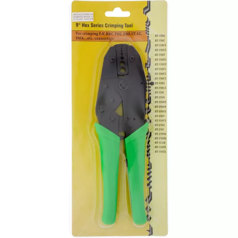 Alicate de cravar InLine Coax HT-336G para RG 58,59,62,174 WBC 110 195/200 240