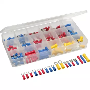 Conjunto de terminais de cravar InLine 200 unid., terminais isolados em azul/vermelho/amarelo