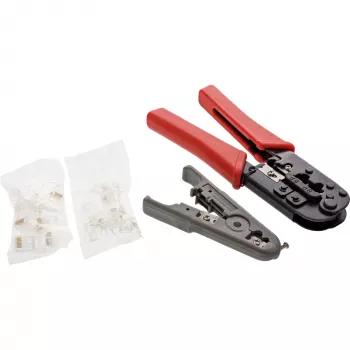 Conjunto de alicates de cravar InLine, para fichas de rede, com RJ45 8P8C e RJ11 6P4C