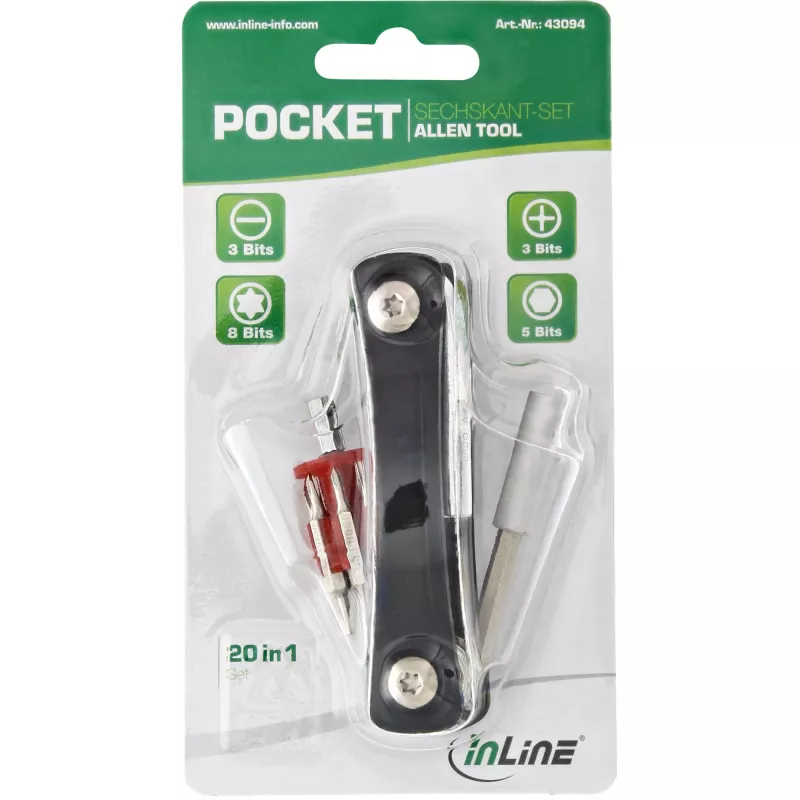 Conjunto de chaves Allen de bolso InLine com suporte de bits 20in1