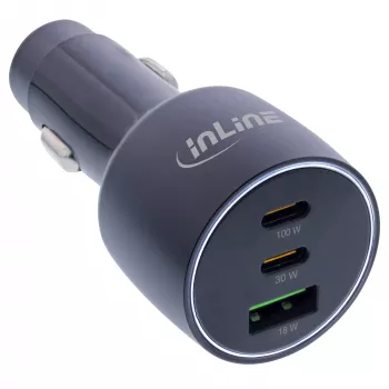 Carregador USB para automóvel InLine Power Delivery, 2x USB-C + QC USB-A, preto
