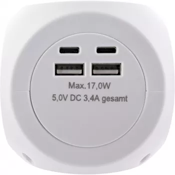 InLine Charging Cube InLine 16499A 3x tomada schuko 2x USB-C 2x USB-A branco 2 m