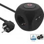 InLine Charging Cube InLine 16499B 3x tomada schuko 2x USB-C 2x USB-A preto 2m