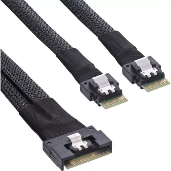 Cabo SAS fino InLine, SFF-8654 8i para 2x SFF-8654 4i, 1 m
