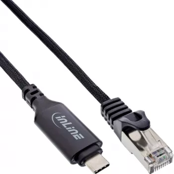 Cabo de rede InLine 33381A USB-C para RJ45 Cat6 2m preto