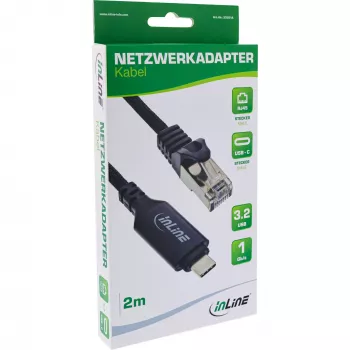 Cabo de rede InLine 33381A USB-C para RJ45 Cat6 2m preto