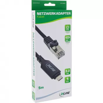 Cabo de rede InLine 33381B USB-C para RJ45 Gigabit 5m preto