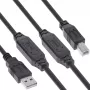 InLine 34513A cabo USB 2.0 ativo, ficha USB-A macho para USB-B macho, 20 m, 480 Mbit/s