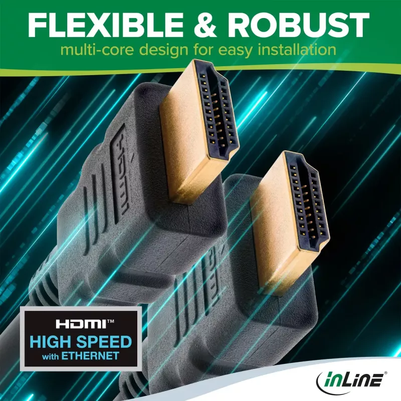 Cabo HDMI InLine, HDMI High Speed com Ethernet, macho/macho, preto, 3 m