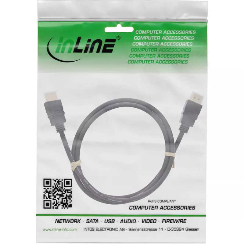Cabo HDMI InLine, HDMI High Speed com Ethernet, macho/macho, preto, 10 m