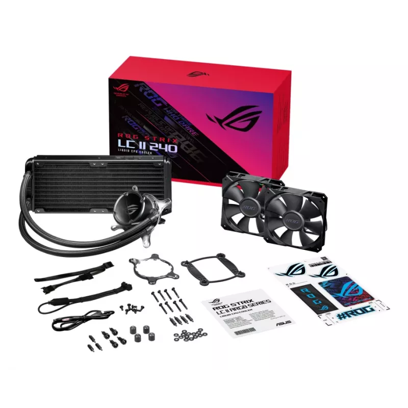 Refrigeração líquida tudo-em-um para CPU ASUS ROG Strix LC II 240 — ventoinha de 120 mm, fluxo de ar de 137,5 m³/h, preto