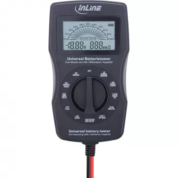 Testador de baterias multifunções InLine, medidor com ecrã LCD