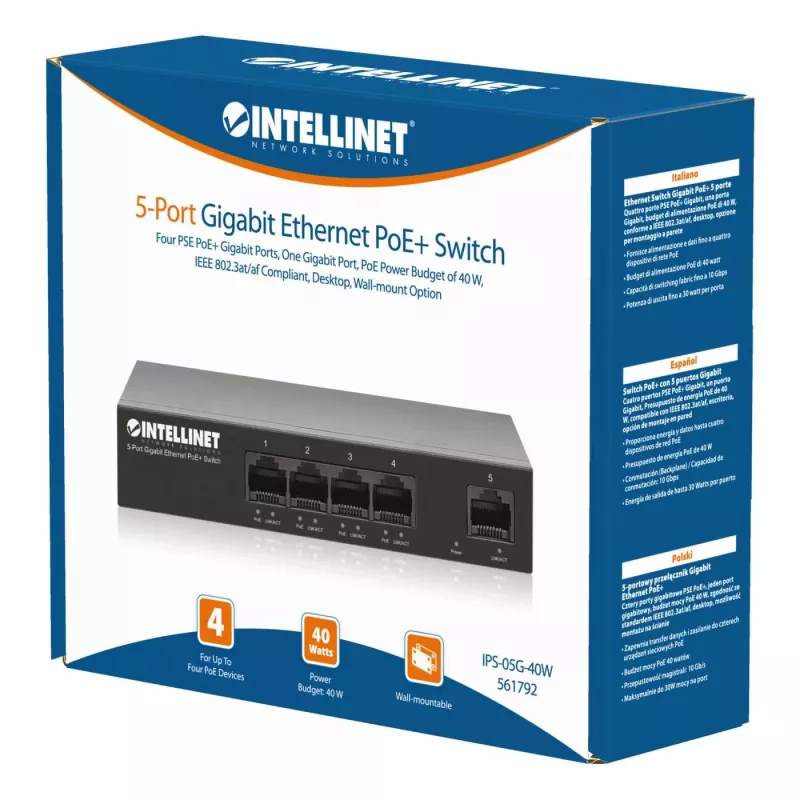 Intellinet 561792 comutador de rede Gigabit Ethernet (10/100/1000) Power over Ethernet (PoE) preto