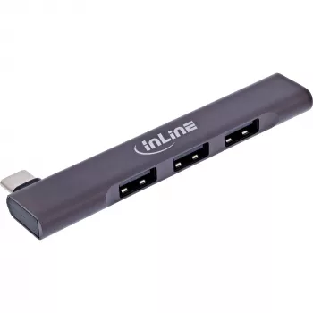Hub USB-C fino InLine, 4 portas, USB 3.0 + 3x USB 2.0, design fino