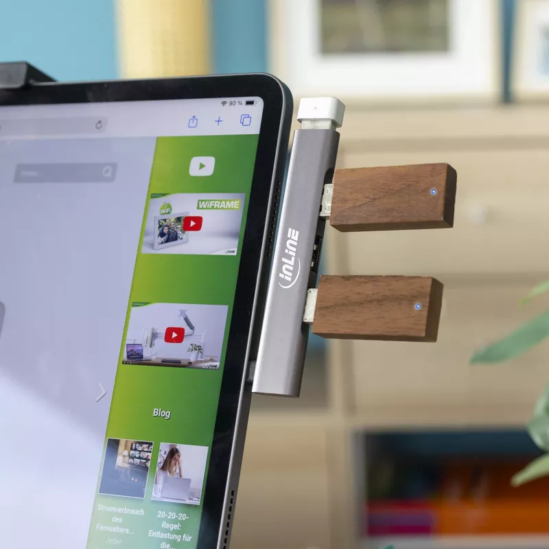 Hub USB-C fino InLine, 4 portas, USB 3.0 + 3x USB 2.0, design fino