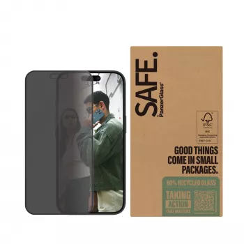 PanzerGlass SAFE. by ® protetor de ecrã de privacidade iPhone 16 | 15 | Ultra-Wide Fit | BULK