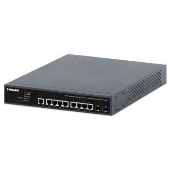 Switch Intellinet 10 portas L2+ totalmente gerido PoE++ com 8 portas Gigabit Ethernet e 2 uplinks SFP