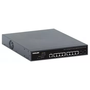 Switch Intellinet 10 portas L2+ totalmente gerido PoE++ com 8 portas Gigabit Ethernet e 2 uplinks SFP