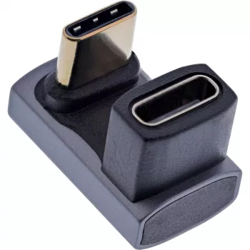 Adaptador USB4 InLine, ficha/conector fêmea USB-C 180°, alumínio, cinzento