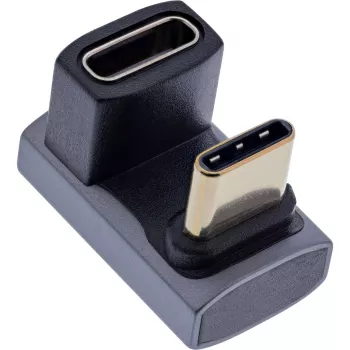 Adaptador USB4 InLine, ficha/conector fêmea USB-C 180°, alumínio, cinzento