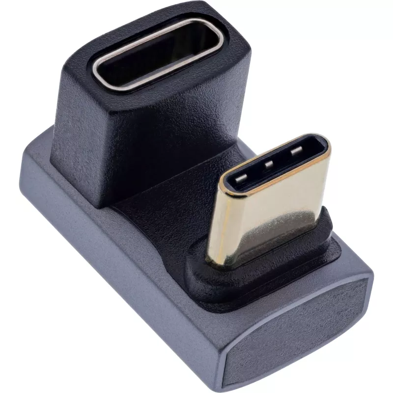 Adaptador USB4 InLine, ficha/conector fêmea USB-C 180°, alumínio, cinzento