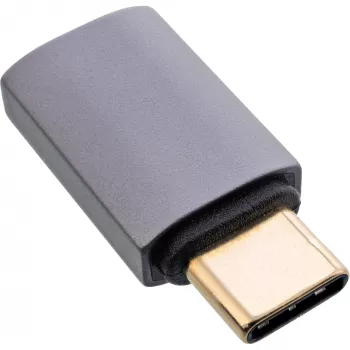 Adaptador USB4 InLine, ficha/conector fêmea USB-C, alumínio, cinzento