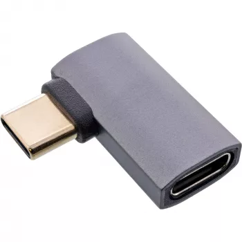 Adaptador USB4 InLine, ficha/conector fêmea USB-C curvado à direita/esquerda, alumínio, cinzento