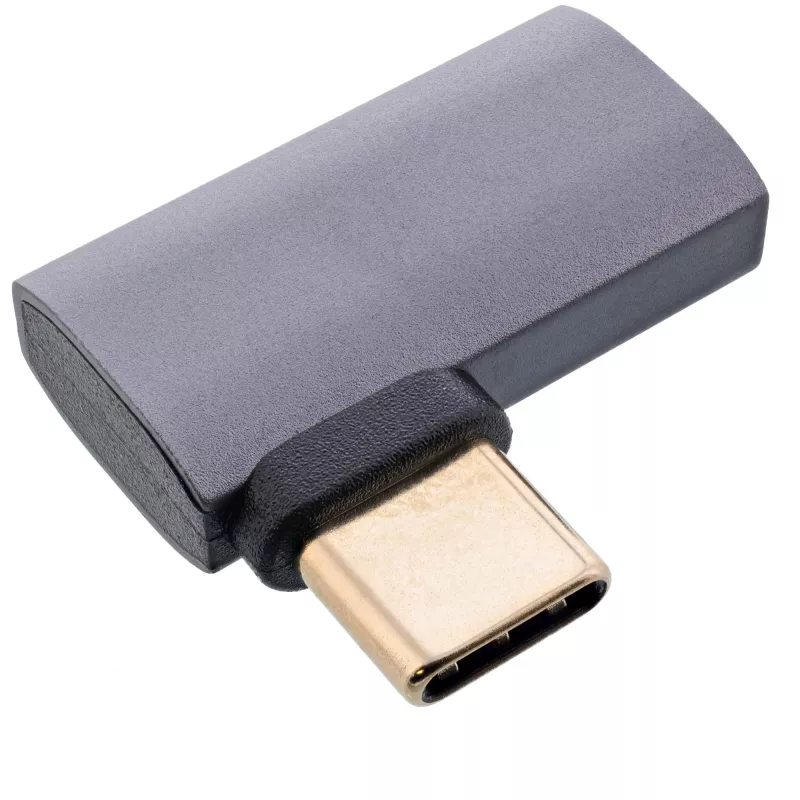 Adaptador USB4 InLine, ficha/conector fêmea USB-C curvado à direita/esquerda, alumínio, cinzento