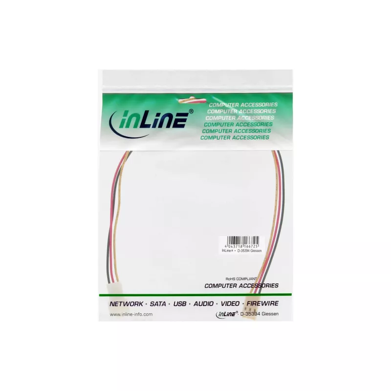 Extensão de cabo para ventoinha InLine 3-Pin Molex ficha/conector fêmea comprimento 2 m
