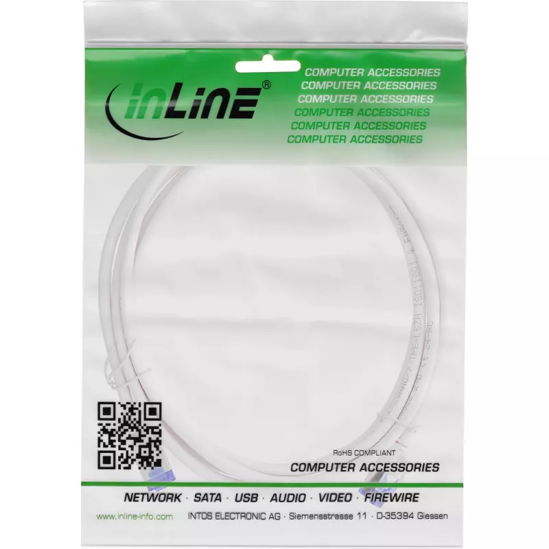 Cabo de rede InLine 74905W branco 5 m Cat6a S/FTP (S-STP)