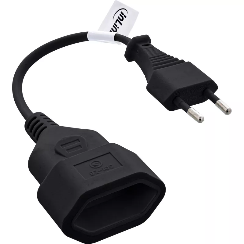 Cabo de alimentação InLine 16680S preto 0,2 m CEE7/16