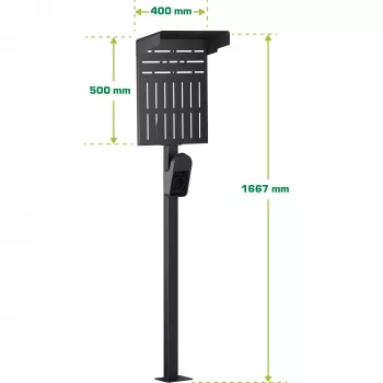 Suporte InLine 59989C acessório para carregadores de veículos elétricos aço preto 400x200x1667mm
