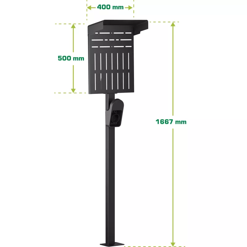 Suporte InLine 59989C acessório para carregadores de veículos elétricos aço preto 400x200x1667mm