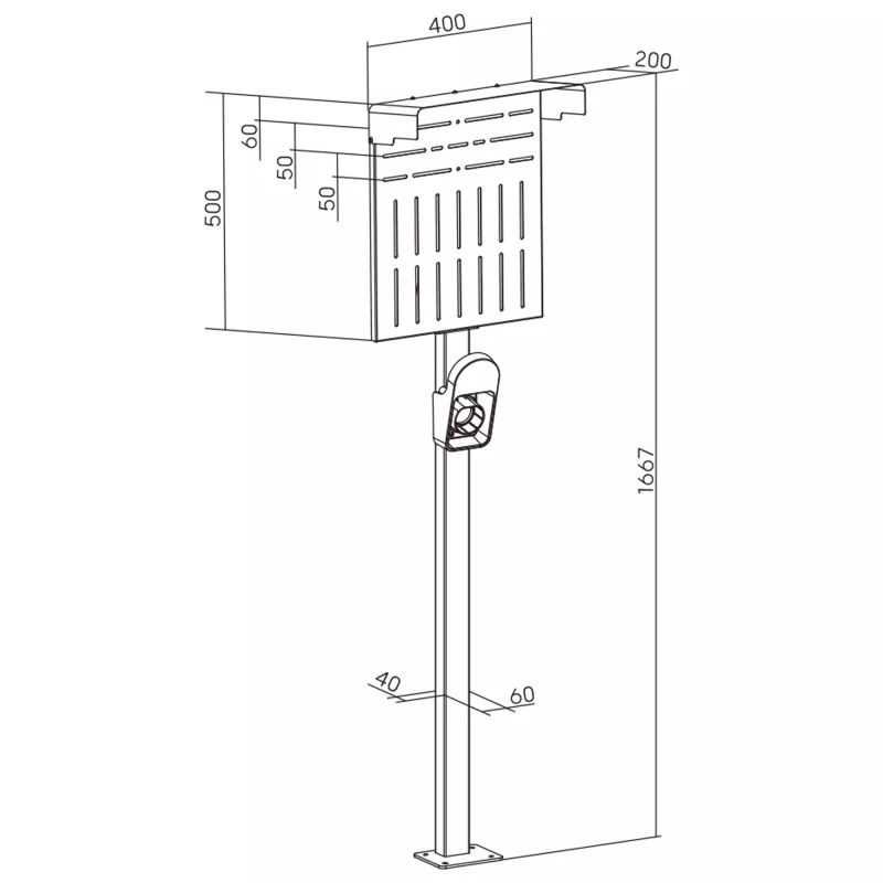 Suporte InLine 59989C acessório para carregadores de veículos elétricos aço preto 400x200x1667mm