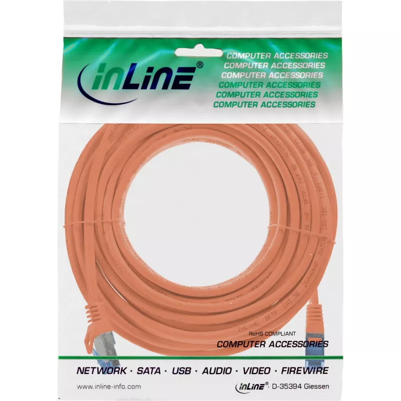 Cabo de rede InLine 72605O laranja 5 m Cat6a S/FTP (S-STP)