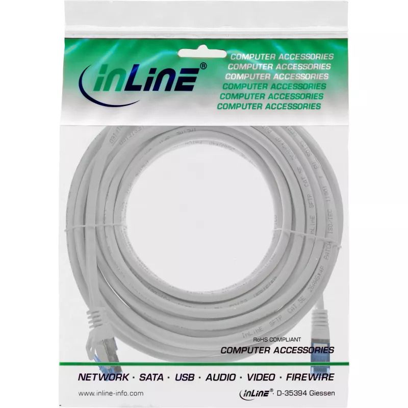 Cabo de rede InLine 72600 cinzento 10 m Cat6a S/FTP (S-STP)