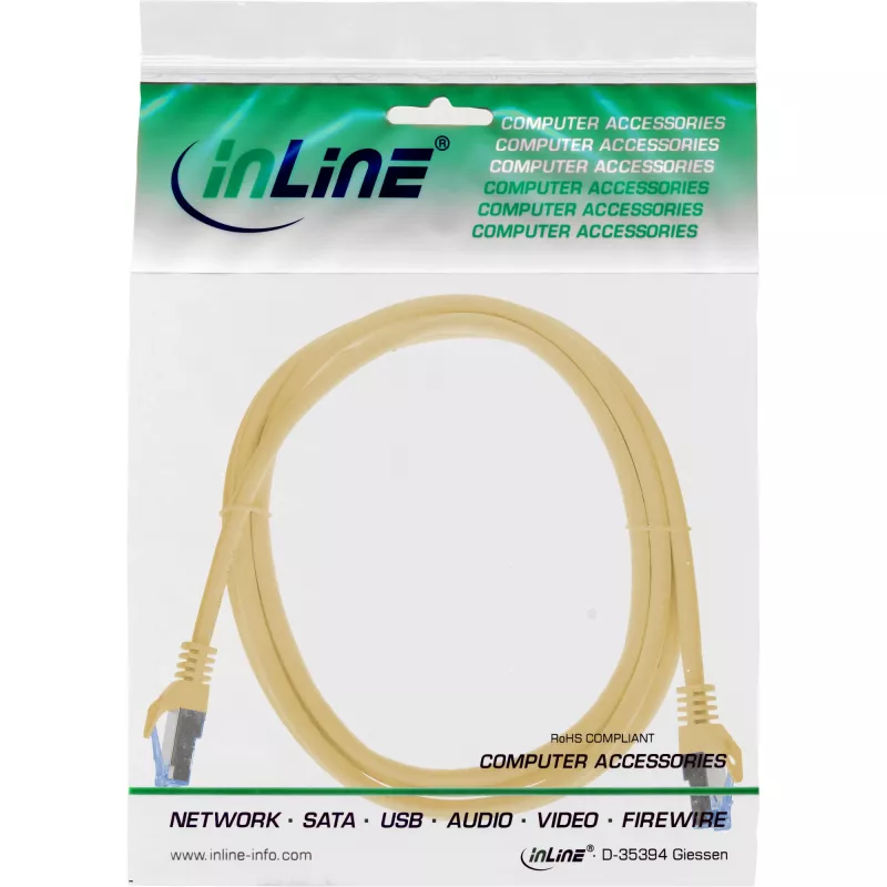 Cabo de rede InLine 72603Y amarelo 3 m Cat6a S/FTP (S-STP)
