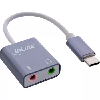 Conversor de áudio InLine 33051F USB Type-C cinzento 42x30x12mm