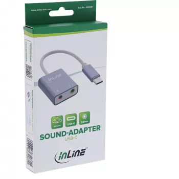 Conversor de áudio InLine 33051F USB Type-C cinzento 42x30x12mm