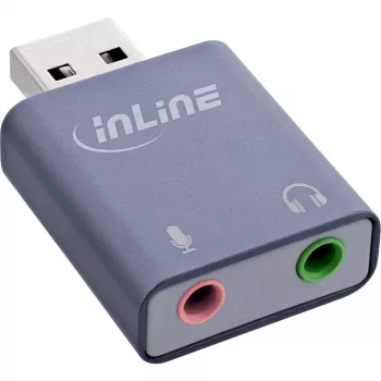 Adaptador de áudio InLine 33051E USB Type-A cinzento 42mm x 30mm x 12mm