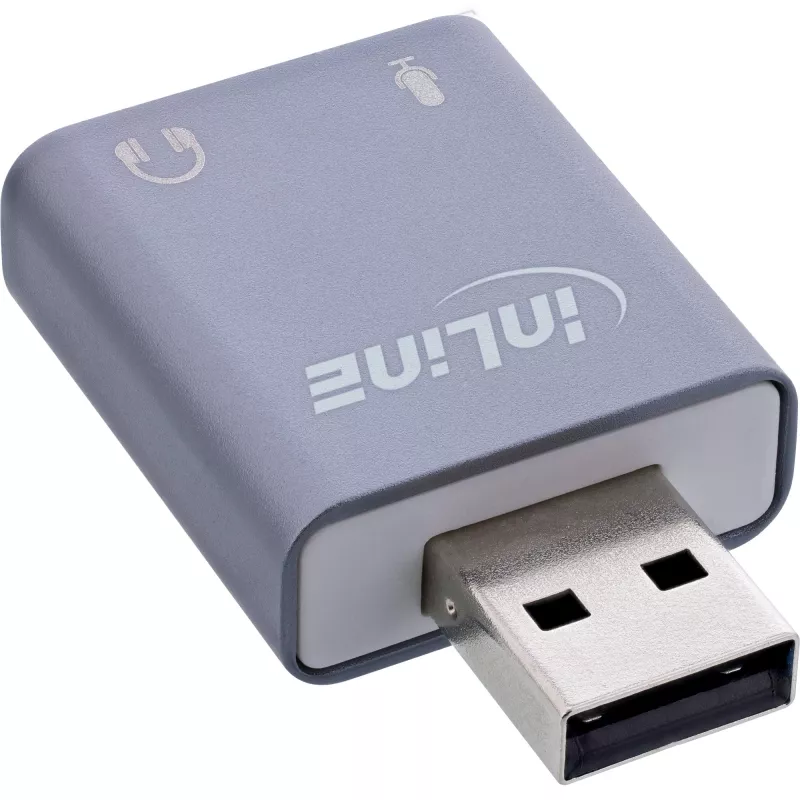 Adaptador de áudio InLine 33051E USB Type-A cinzento 42mm x 30mm x 12mm