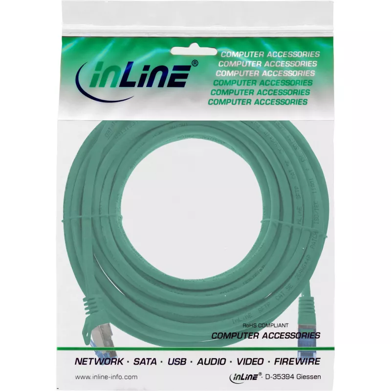 Cabo de rede InLine 72607G verde 7,5 m Cat6a S/FTP (S-STP)